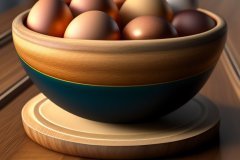 3d-render-eggs-bowl-wood-table-cloth