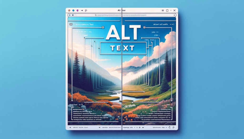 An image with a clear split composition: on the left, there's a photograph, and on the right, the words 'ALT TEXT' are prominently displayed. This layout is designed to illustrate the concept of ALT text as a textual representation of an image, suitable for web development purposes.