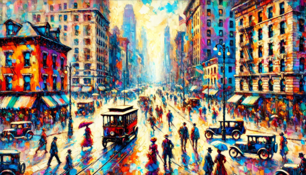 "Urban Vibes in Color" by Fantasia Pix: High-quality vibrant cityscape PNG artwork. Instant download, free license, only $60. Add to your collection now!