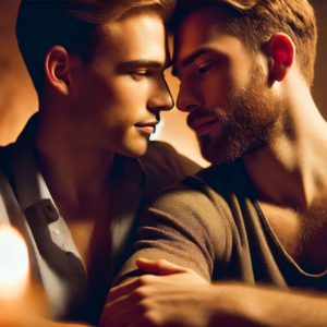 Gay art Candlelit Affection by Fantasia Pix warm and romantic LGBTQ+ wall art high-quality PNG instant download perfect for home decor and canvas prints