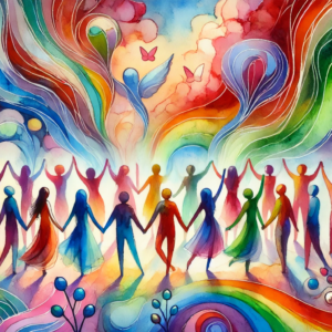 "Celebration of Unity" by Fantasia Pix: Joyful gay art celebrating love and inclusivity. High-quality PNG, instant download, free license, $30. Perfect for wall art, canvas prints, and home decor!