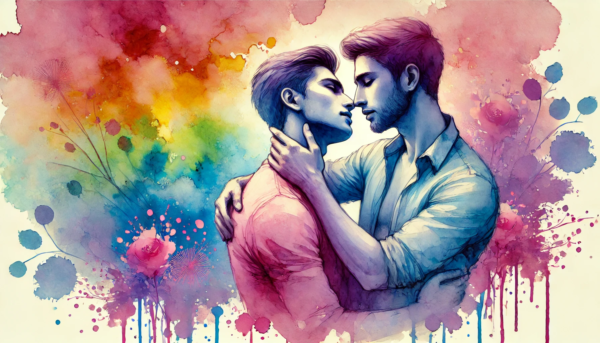 "Eternal Embrace" by Fantasia Pix: High-quality gay romance PNG artwork. Instant download, free license, only $30. Perfect for wall art and home decor!