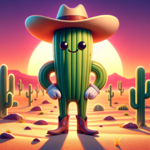 "Brighten your space with 'Cowboy Cactus' by Fantasia Pix, a fun digital artwork perfect for kids' rooms, canvas prints, and playful decor."