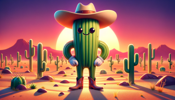 "Brighten your space with 'Cowboy Cactus' by Fantasia Pix, a fun digital artwork perfect for kids' rooms, canvas prints, and playful decor."