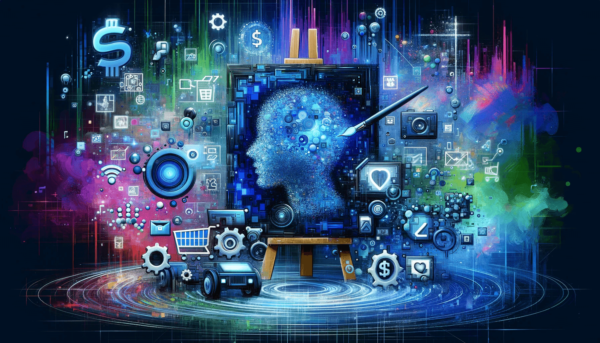 "Explore 'Digital Creativity' by Fantasia Pix, a vibrant tech-inspired artwork perfect for modern decor, wall art, canvas prints, and creative spaces."