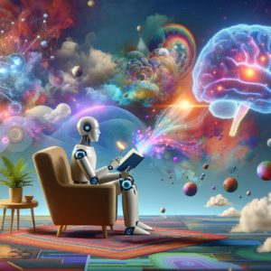 "Explore 'Dreams of Artificial Intelligence' by Fantasia Pix, a vibrant digital artwork perfect for tech-inspired wall art, canvas prints, and decor."