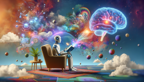 "Explore 'Dreams of Artificial Intelligence' by Fantasia Pix, a vibrant digital artwork perfect for tech-inspired wall art, canvas prints, and decor."