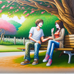 Charming anime-style park scene artwork by Fantasia Pix. High-quality PNG, $2 instant download, perfect for wall art, home decor, and prints.