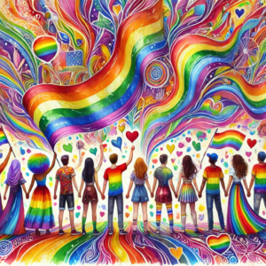 "Pride Parade Celebration" by Fantasia Pix: High-quality LGBTQ PNG artwork. Instant download, free license, only $30. Perfect for wall art and home decor!