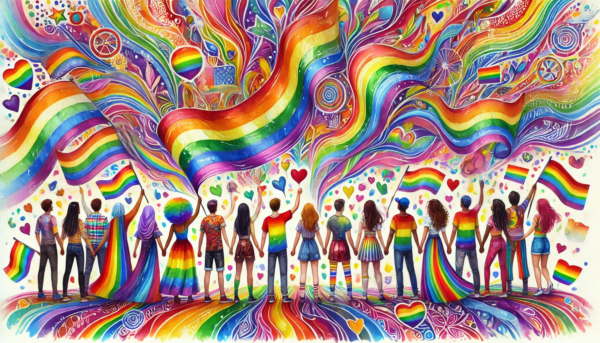 "Pride Parade Celebration" by Fantasia Pix: High-quality LGBTQ PNG artwork. Instant download, free license, only $30. Perfect for wall art and home decor!