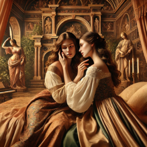 Lesbian art Renaissance Reverie by Fantasia Pix elegant LGBTQ+ wall art high-quality PNG instant download perfect for vintage and modern home decor