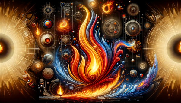 "Vibrant celestial fusion artwork of fire and light. Perfect for wall art, home decor, and digital projects. High-quality PNG, $2 instant download."