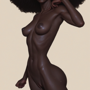 Explore 'Goddess of Ebony Beauty,' a high-quality erotic artwork. Instantly downloadable PNG, perfect for wall art, home décor, or canvas prints.