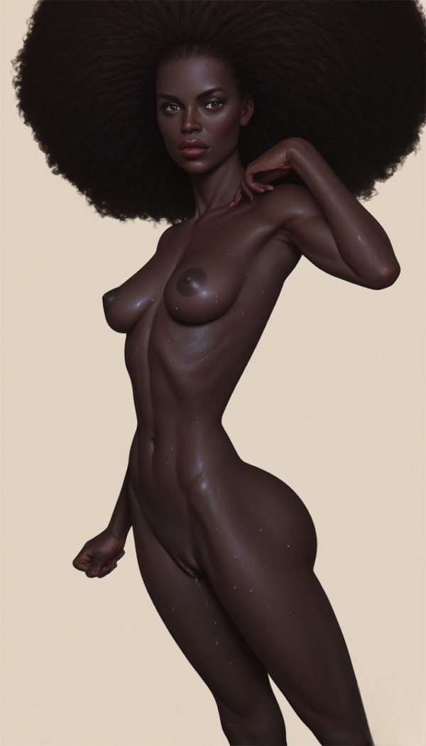 Explore 'Goddess of Ebony Beauty,' a high-quality erotic artwork. Instantly downloadable PNG, perfect for wall art, home décor, or canvas prints.