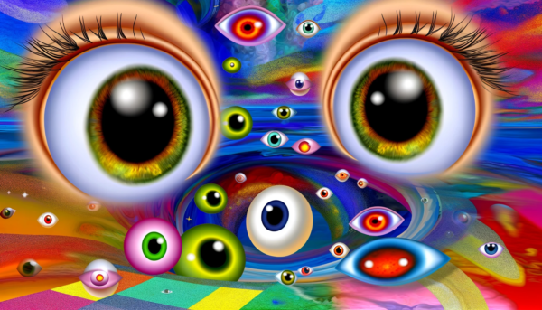 "Surreal eye-themed artwork in vibrant colors. Perfect for wall art, home decor, and digital projects. High-quality PNG, instant $2 download."