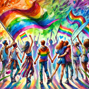 "Unity in Diversity" by Fantasia Pix: Celebratory gay art in high-quality PNG. Instant download, free license, only $30. Perfect for wall art and home decor!