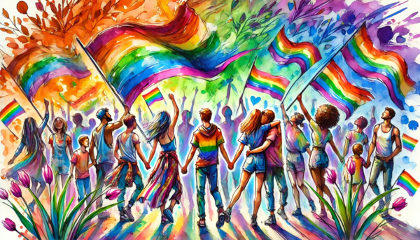 "Unity in Diversity" by Fantasia Pix: Celebratory gay art in high-quality PNG. Instant download, free license, only $30. Perfect for wall art and home decor!